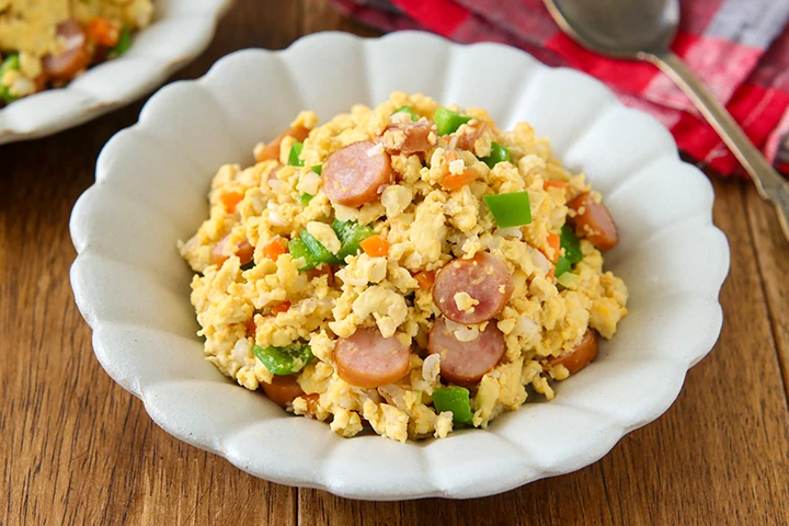 豆腐のごはんのパラパラ炒飯